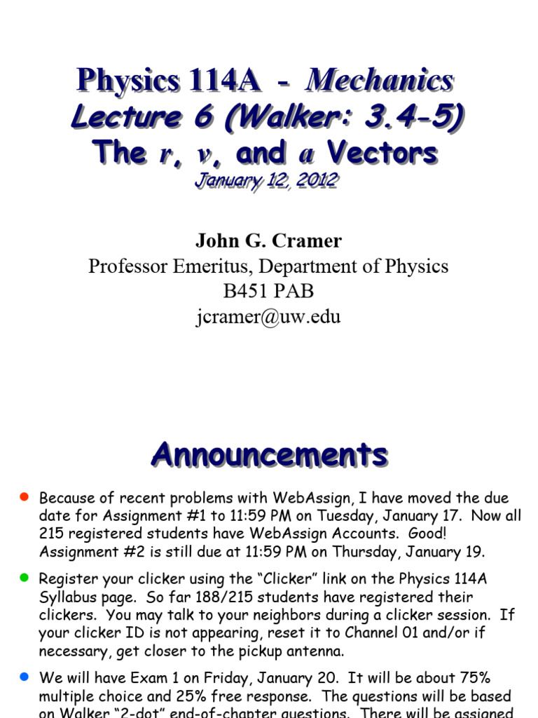 Physics114a L06 Pdf Acceleration Euclidean Vector