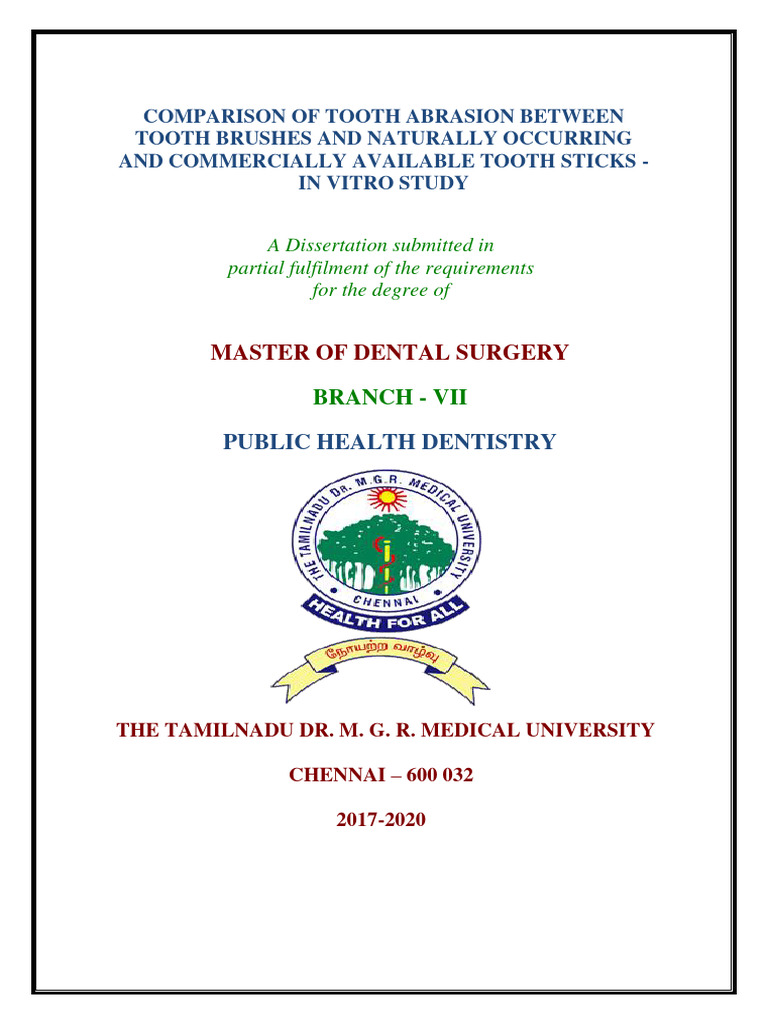 Comparison Of Tooth Abrasion Between Datun And Toothbrush