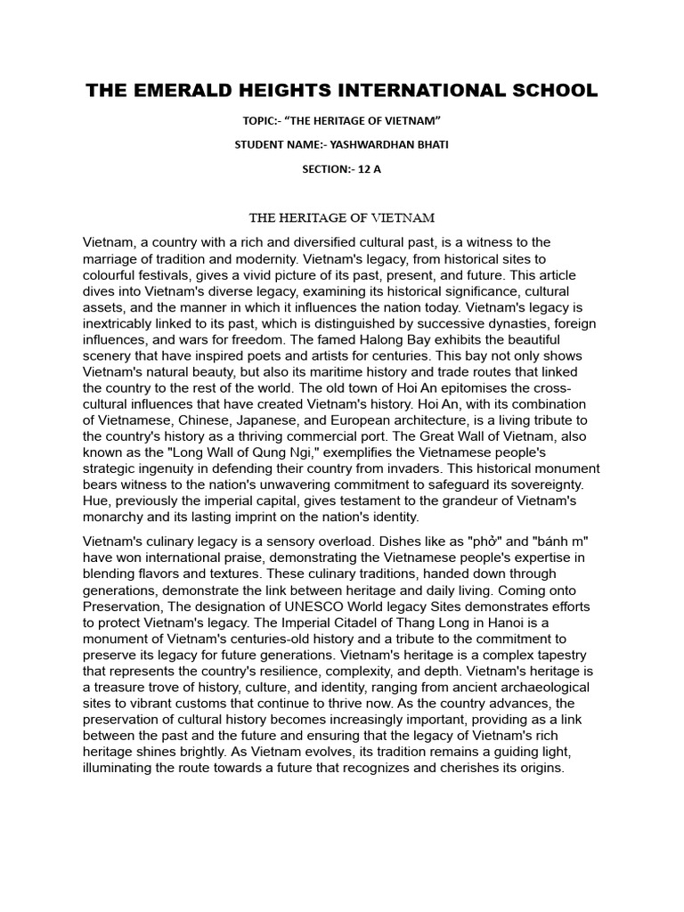 The Heritage of Vietnam ESSAY PDF Vietnam Hanoi