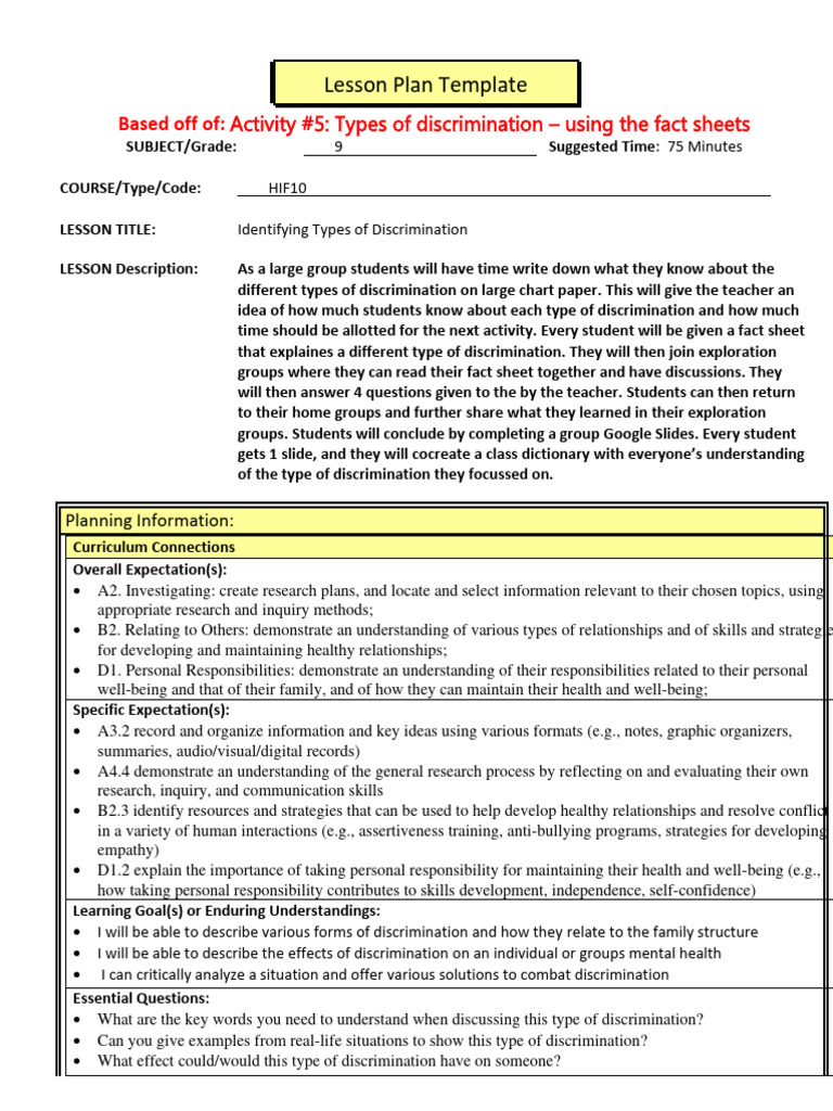 Module 2 Lesson Plan Template | PDF | Differentiated Instruction | Learning