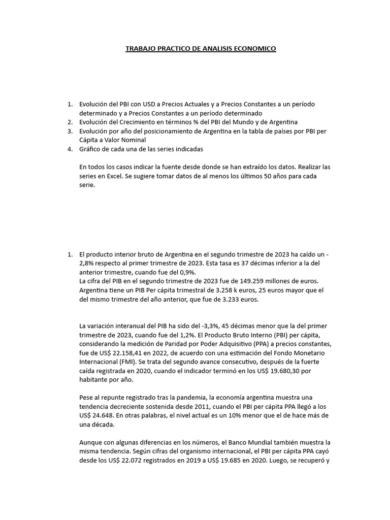 Trabajo Practico de Analisis Economico | PDF | Producto Interno Bruto ...
