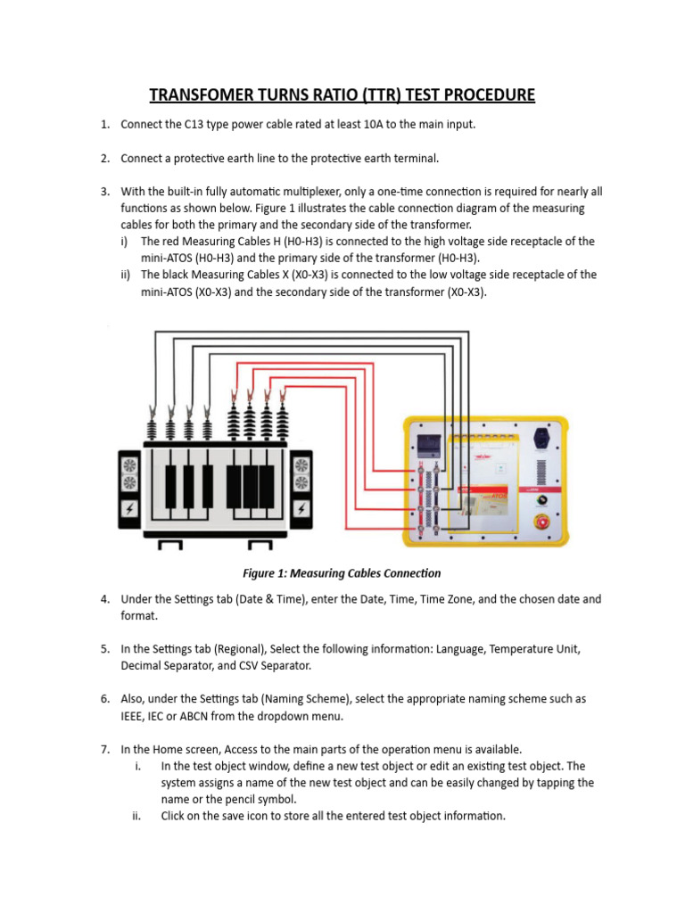 TTR Testing Procedure PDF Transformer Power (Physics)
