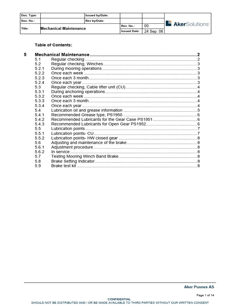 Mechanical Maintenance Guidelines | PDF | Bearing (Mechanical) | Brake