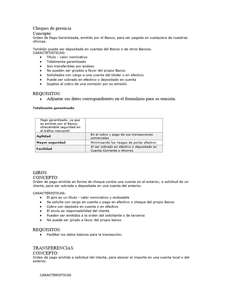 Cheques De Gerencia Pdf Bancos Cheque