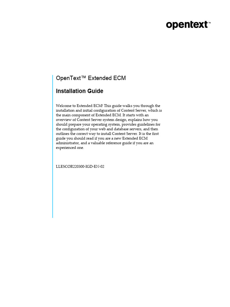 OpenText Extended ECM CE 22.3 Installation Guide English