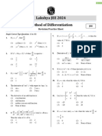 Methods of Differentiation - Practice Sheet - Lakshya JEE 2024