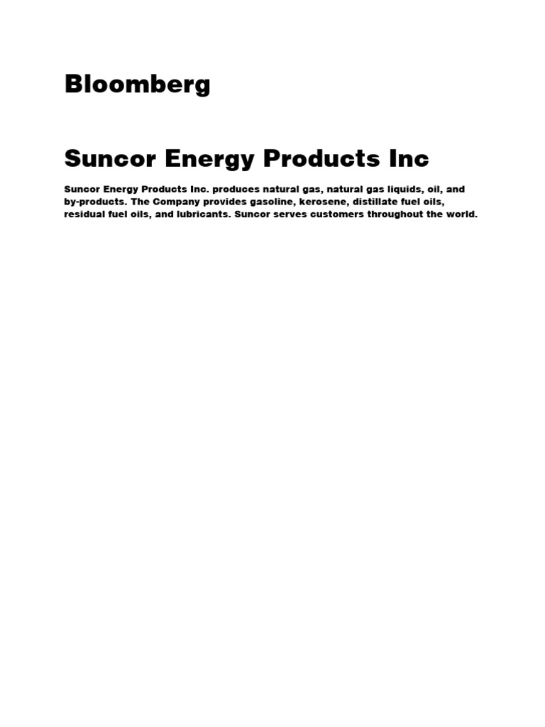 Bloomberg Suncor's Energy Products PDF