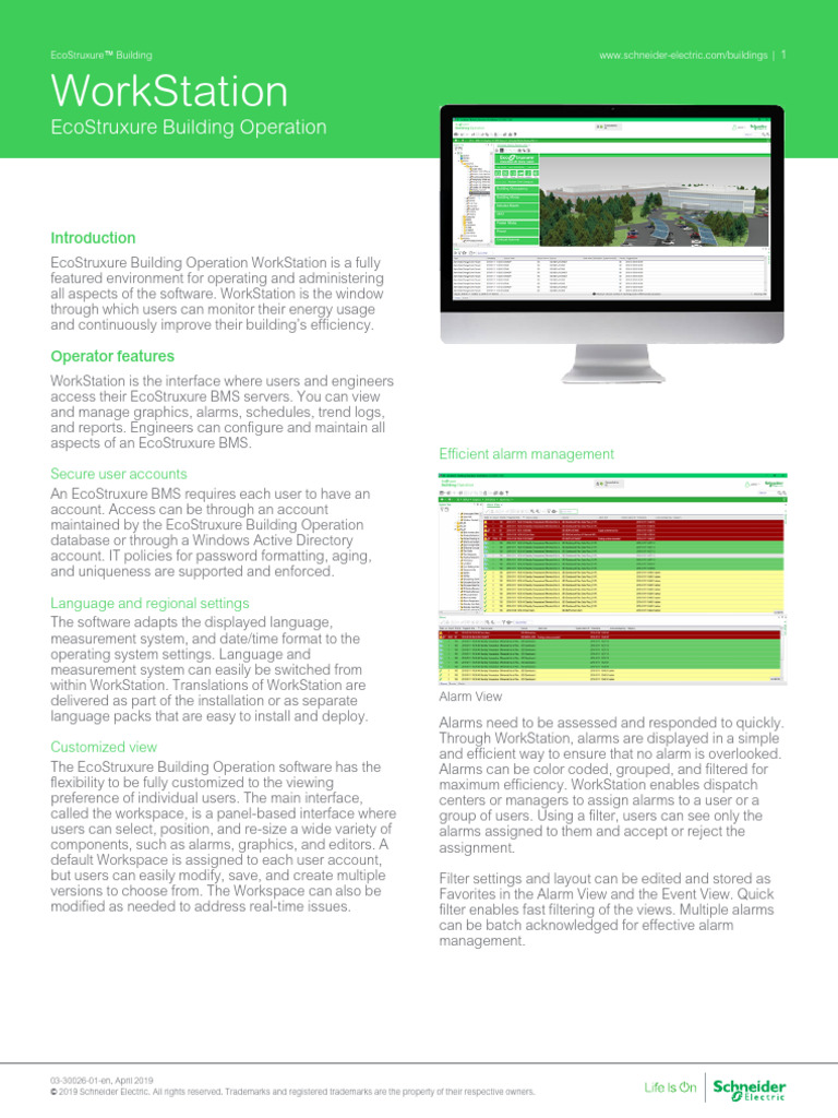 WorkStation - EcoStruxure Building Operation Specification Sheet | PDF ...