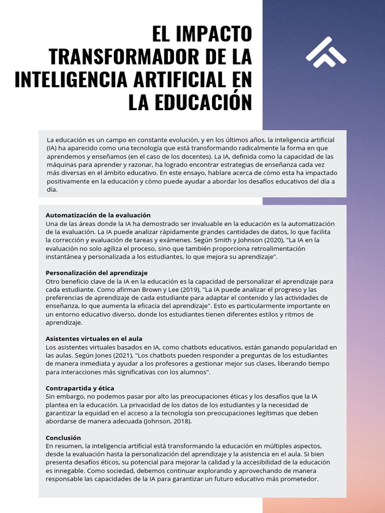 Impacto de la IA en la Educación | PDF | Inteligencia artificial ...