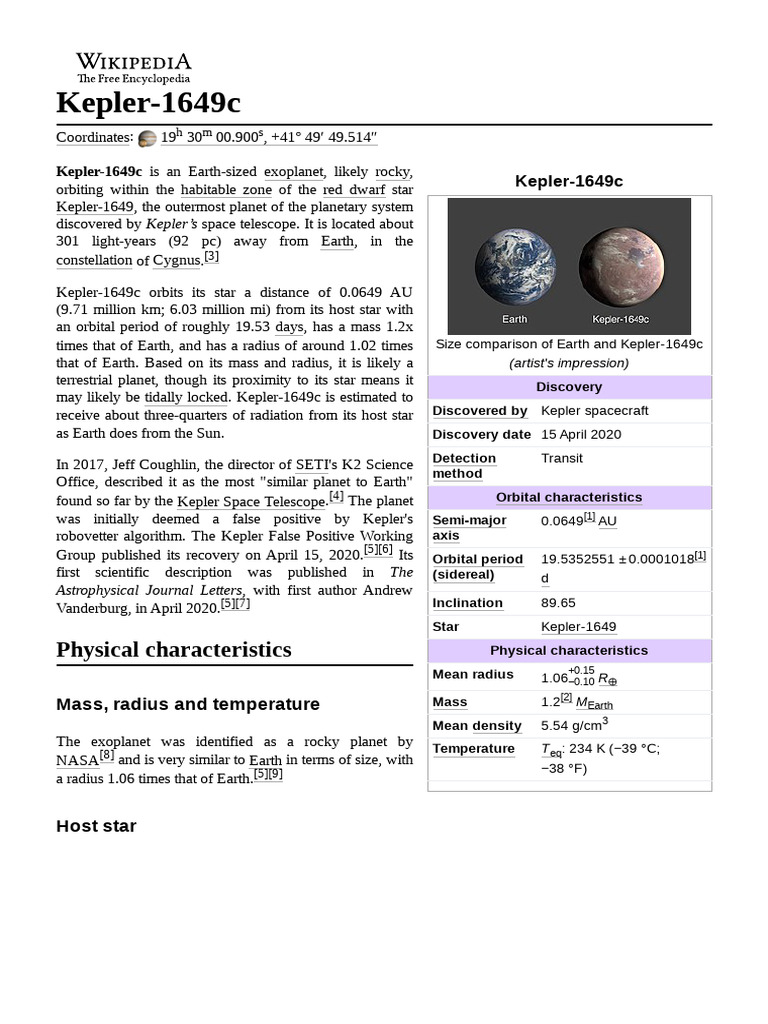 Kepler 1649c | PDF | Exoplanet | Earth Analog