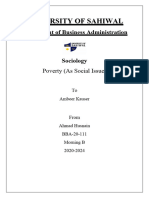 Ahmad Husnain Bba-20-111 Poverty As Sociol Issue Assignment and Presentation