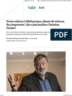 Nossa Cultura É Débil Porque, Diante Da Tristeza, Fica Impotente', Diz o Psicanalista Christian Dunker