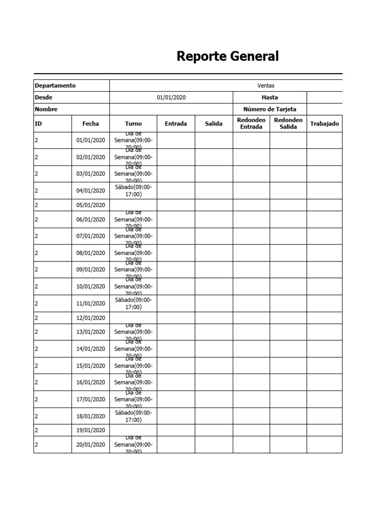Time Card Report PDF