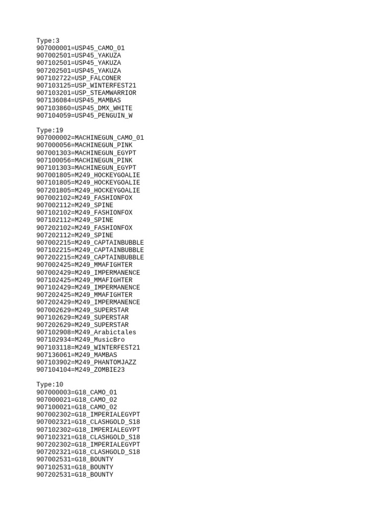 Weapon IDs for Various Games | PDF