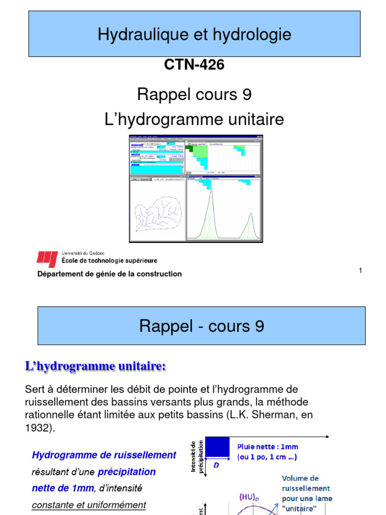 Hydrogramme unitaire et laminage des crues | PDF | Lac de barrage ...