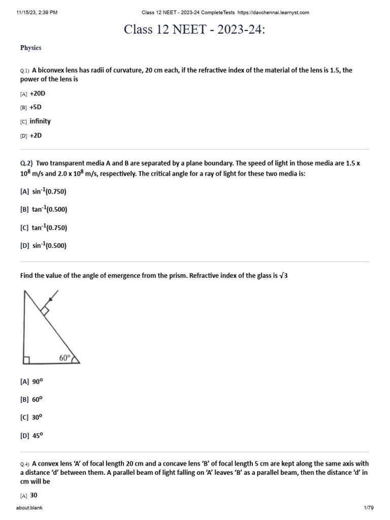Class 12 neet 2023 24 ct 24 15 11 2023 pdf refractive index