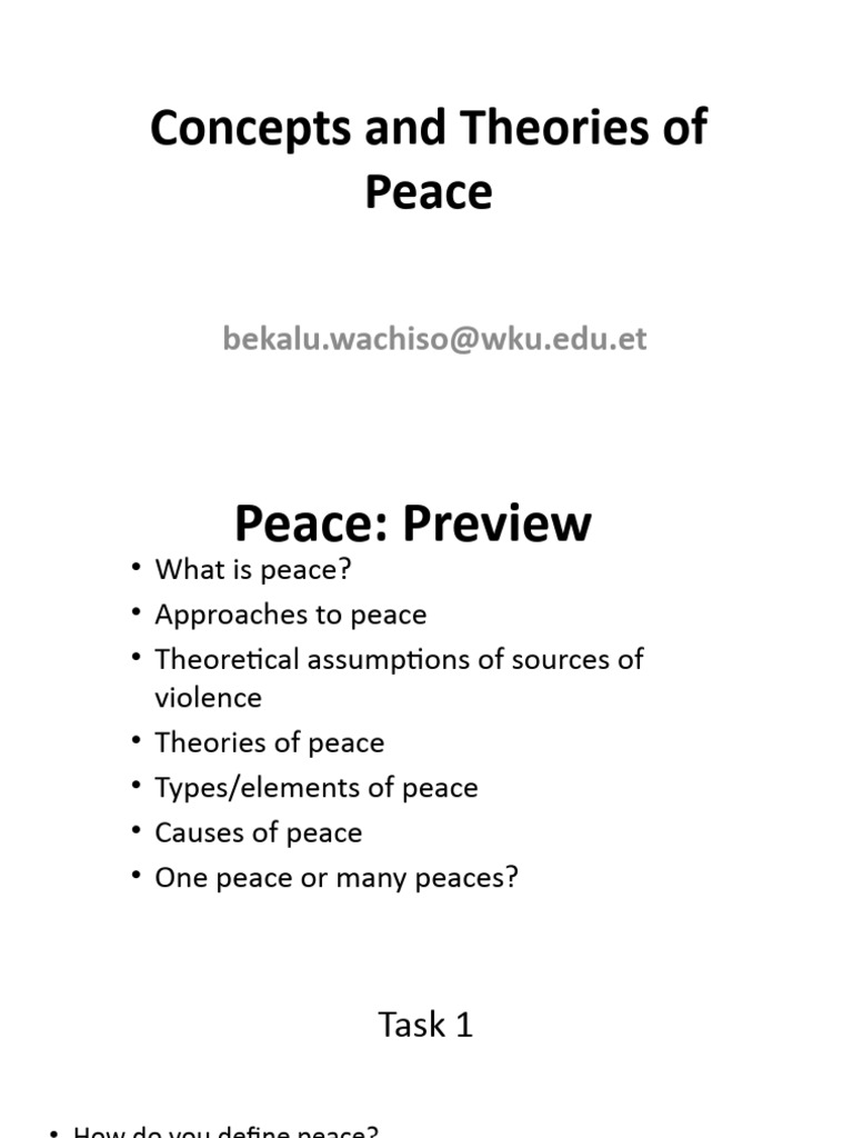 Concepts and Theories of Peace PDF Peace Theory