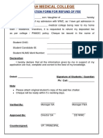 Application Form For Refund of Fee 2023 24