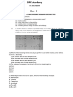 Science Worksheet Class X Light