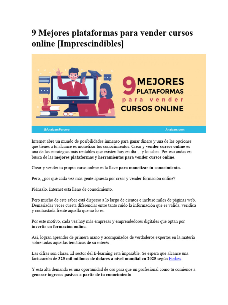 Mejores plataformas para vender cursos online | PDF | Word Press ...