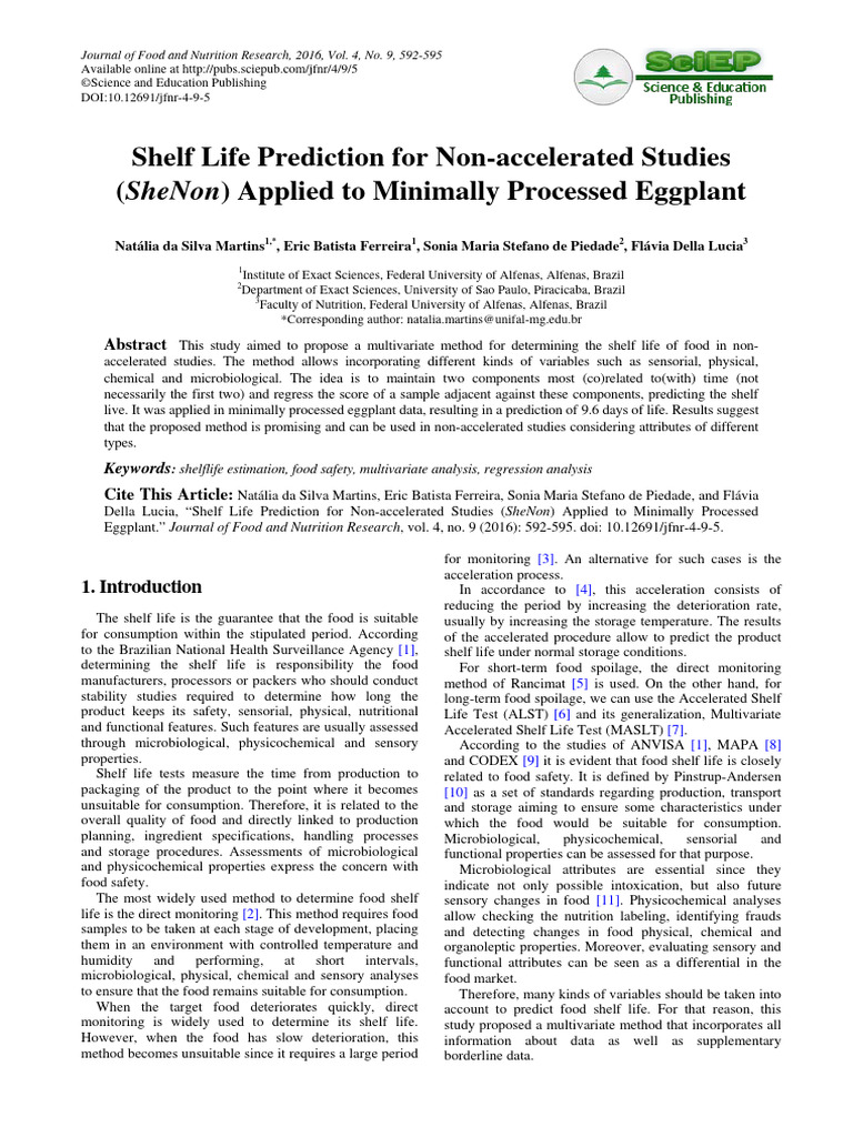 Shelf Life Prediction For NonAccelerated Studies PDF Principal