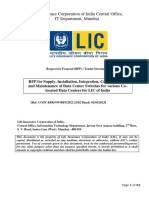 RFP For Supply Installation Integration Commissioning and Maintenance of Data Center Switches For Various Colocated Data Centers For LIC of India