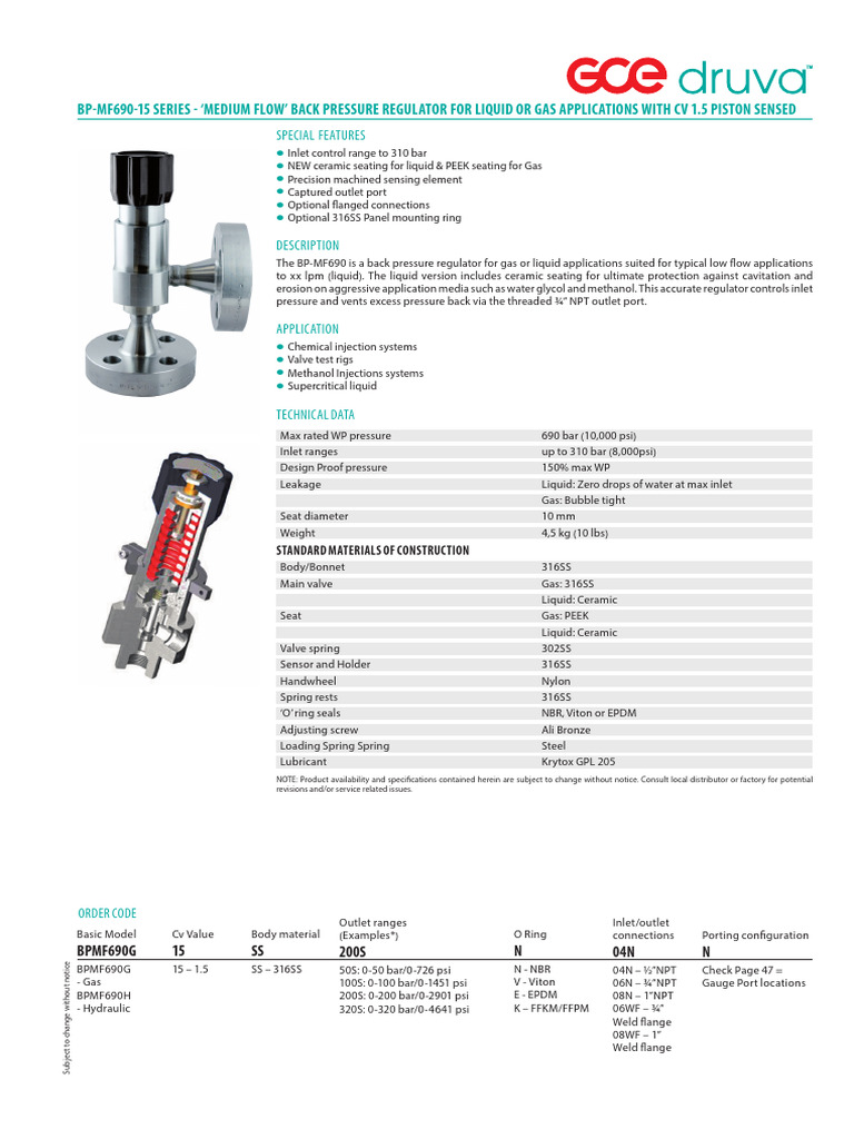 BP-MF690-15 Techline Datasheet English | PDF | Valve | Liquids