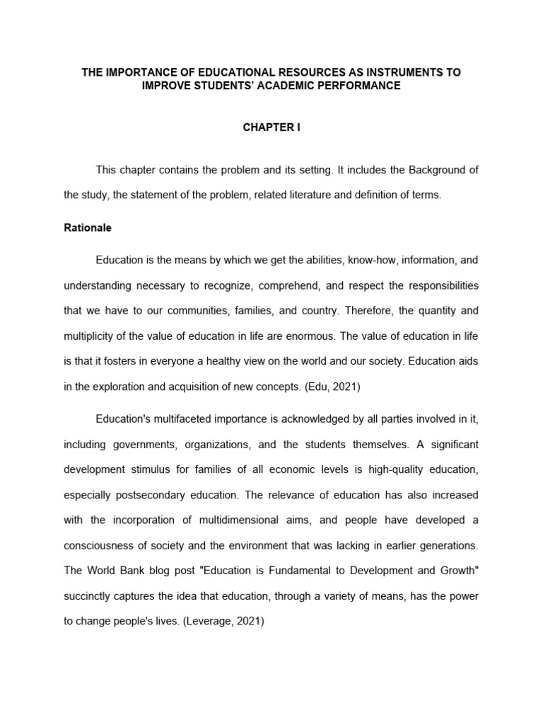 The Importance of Educational Resources | PDF | Curriculum | Learning