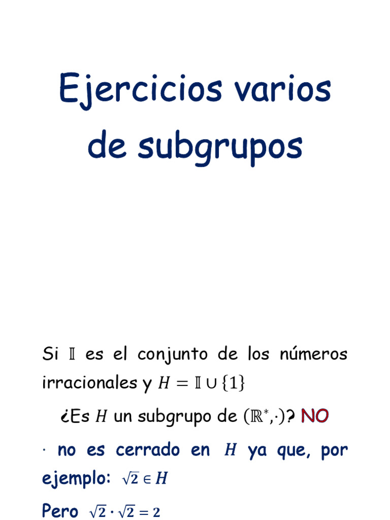 Resolución de Ejercicios Sobre Subgrupos PDF Grupo (Matemáticas