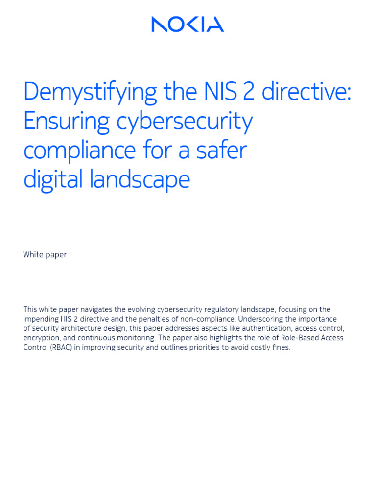 NIS 2 Directive: Cybersecurity Compliance Guide | PDF | Information ...