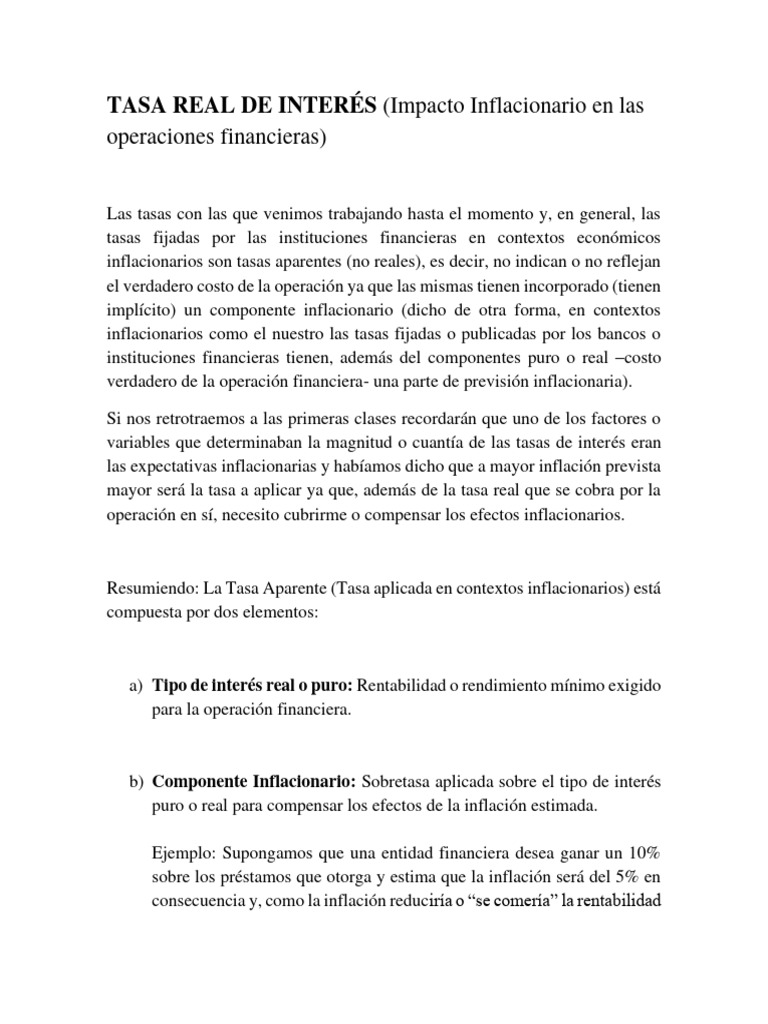 Tasa Real de Interés y Su Composición | PDF | Inflación | Interés