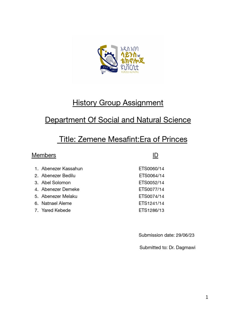 Zemene Mesafint Era of Princes PDF Ethiopia