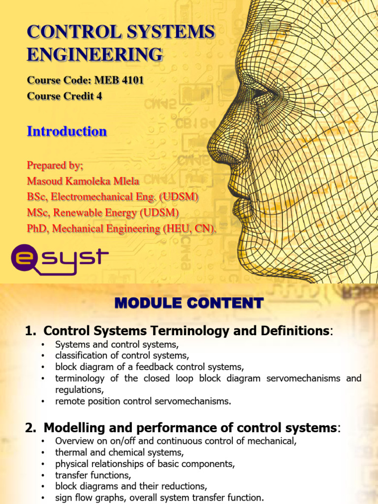 LECTURE 1. Control Systems Engineering - MEB 4101-1 | PDF | Feedback ...