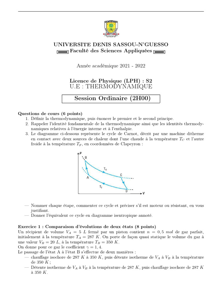 Concepts clés de la thermodynamique | PDF | Thermodynamique | Température