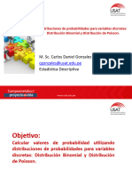 Distribuciones de Probabilidades para Variables Discretas Distribución Binomial y Distribución de Poisson.