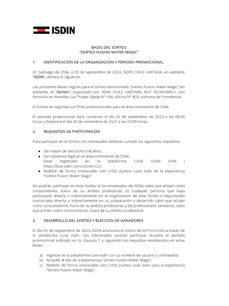 Sorteo Fusion Water Magic (Chile) | Descargar gratis PDF | Propiedad ...