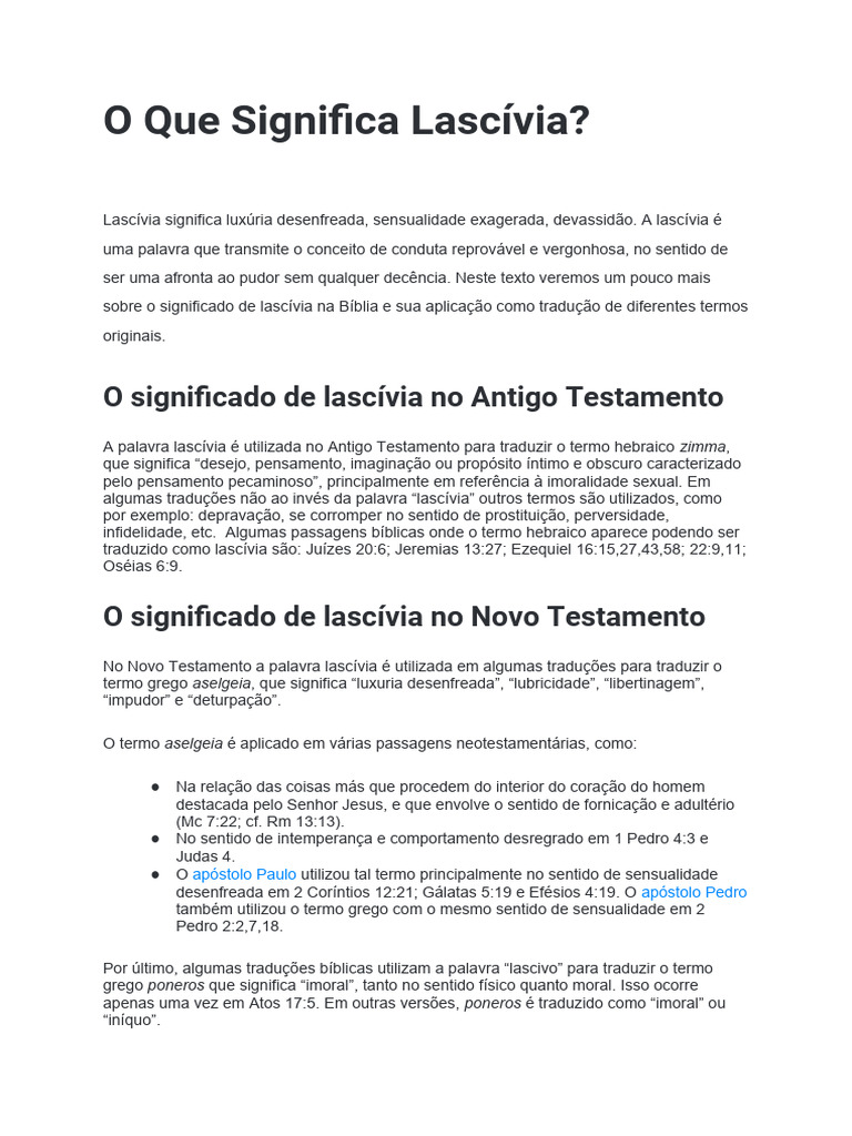 O Que Significa Lascívia_ PDF Pecado Apóstolo Paulo