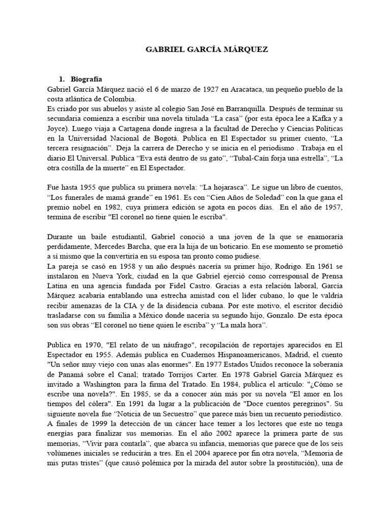 Gabriel Garcia Marquez Pdf Gabriel García Márquez Cuba