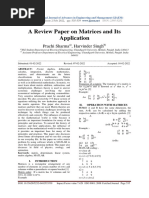 A Review Paper On Matrices and Its Applications