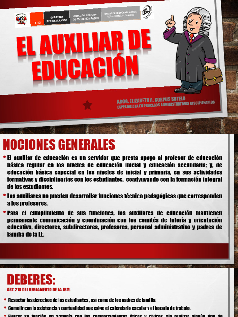 Funciones del Auxiliar de Educación | PDF | Maestros | Educación primaria