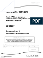 Tutorial Letter 101/3/2019: Applied African Language Communicative Competence For Second Additional Language