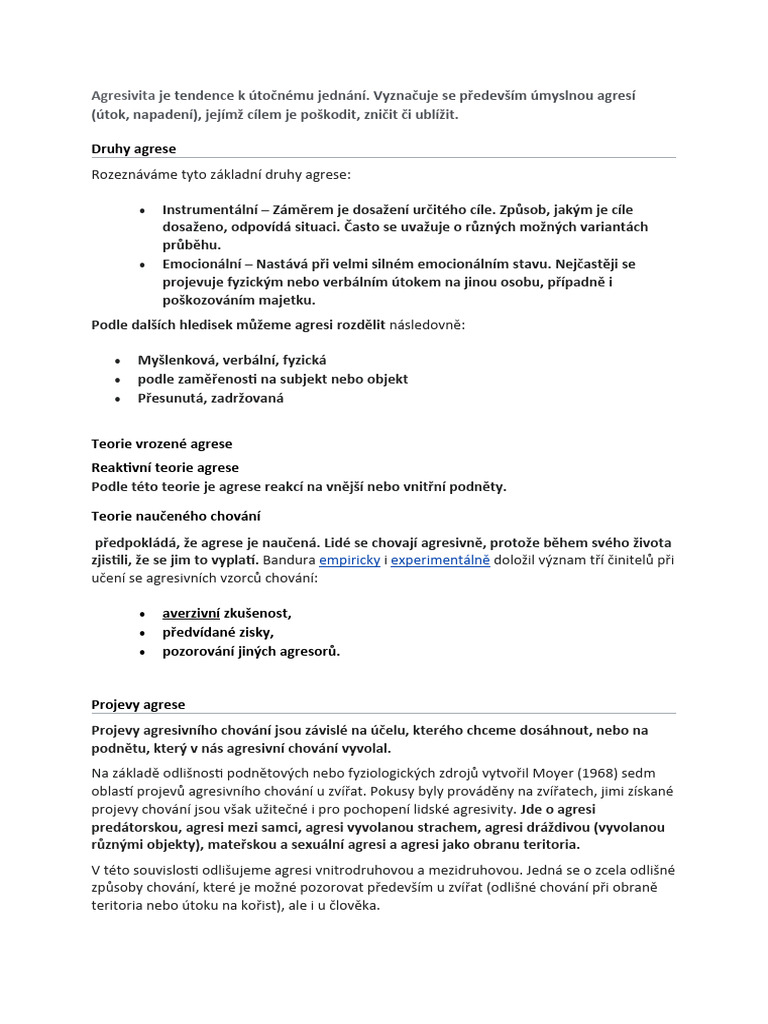 Agresivita - Docx 0 | PDF