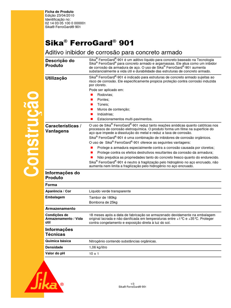 Ferrogard 901 | PDF | Corrosão | Concreto