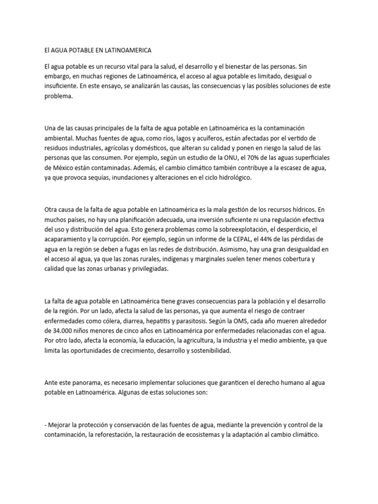 El AGUA POTABLe PDF Agua Agua potable