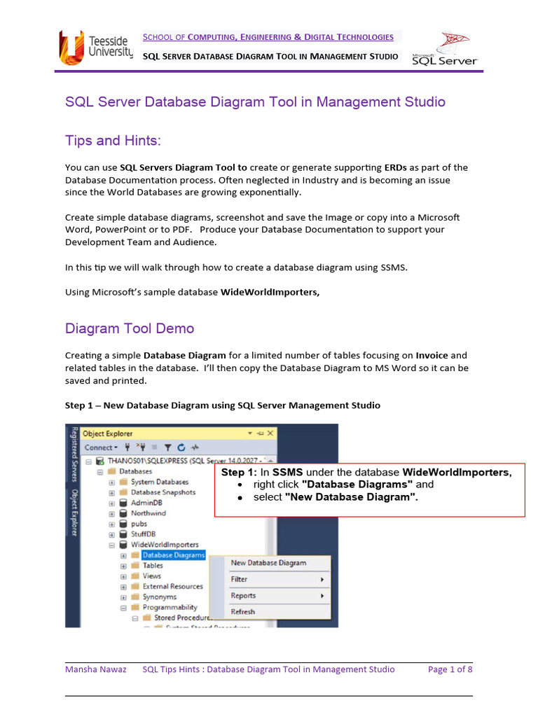 TSQL-Mod01 TipsnHints - SQL Server Database Diagram Tool in Management ...