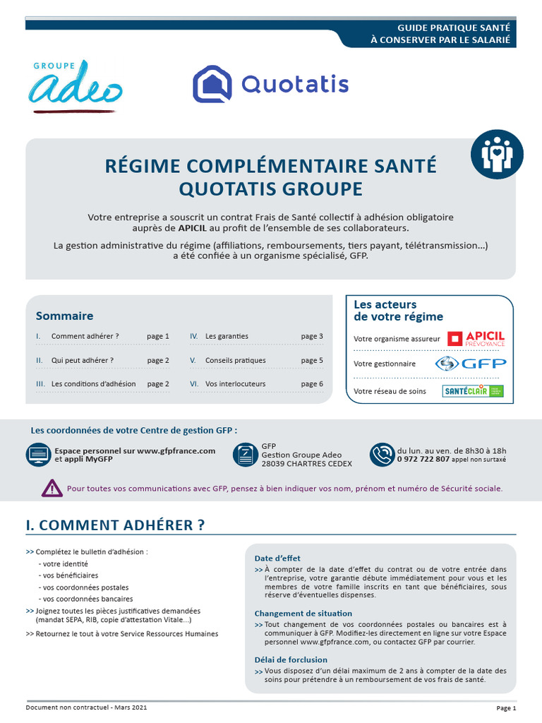 Adhésion au Régime Complémentaire Santé | PDF | Soins de santé