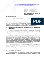 Modelo de Recurso de Apelación Contra Resolución Que Declara El Abandono, Fundado en Error de Cómputo