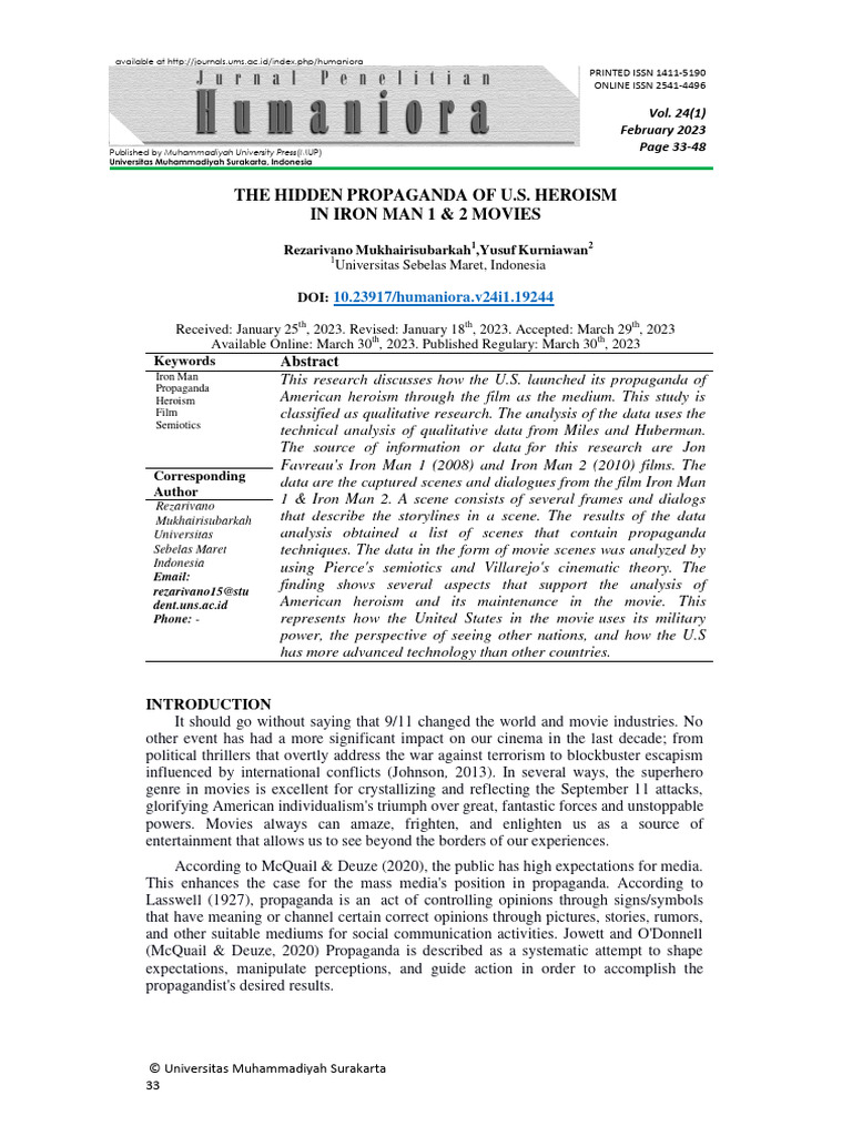 THE HIDDEN PROPAGANDA OF US HEROISM IN Iron Man 1 PDF