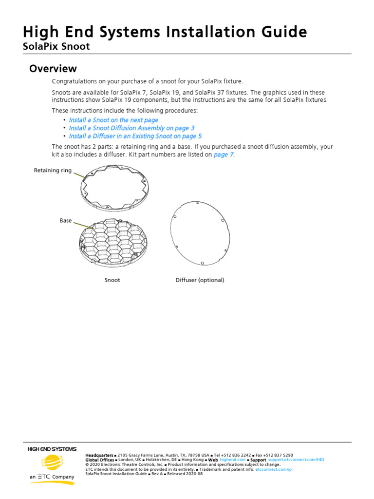 SolaPix 7 Snoot Installation Guide | PDF | Manufactured Goods | Equipment