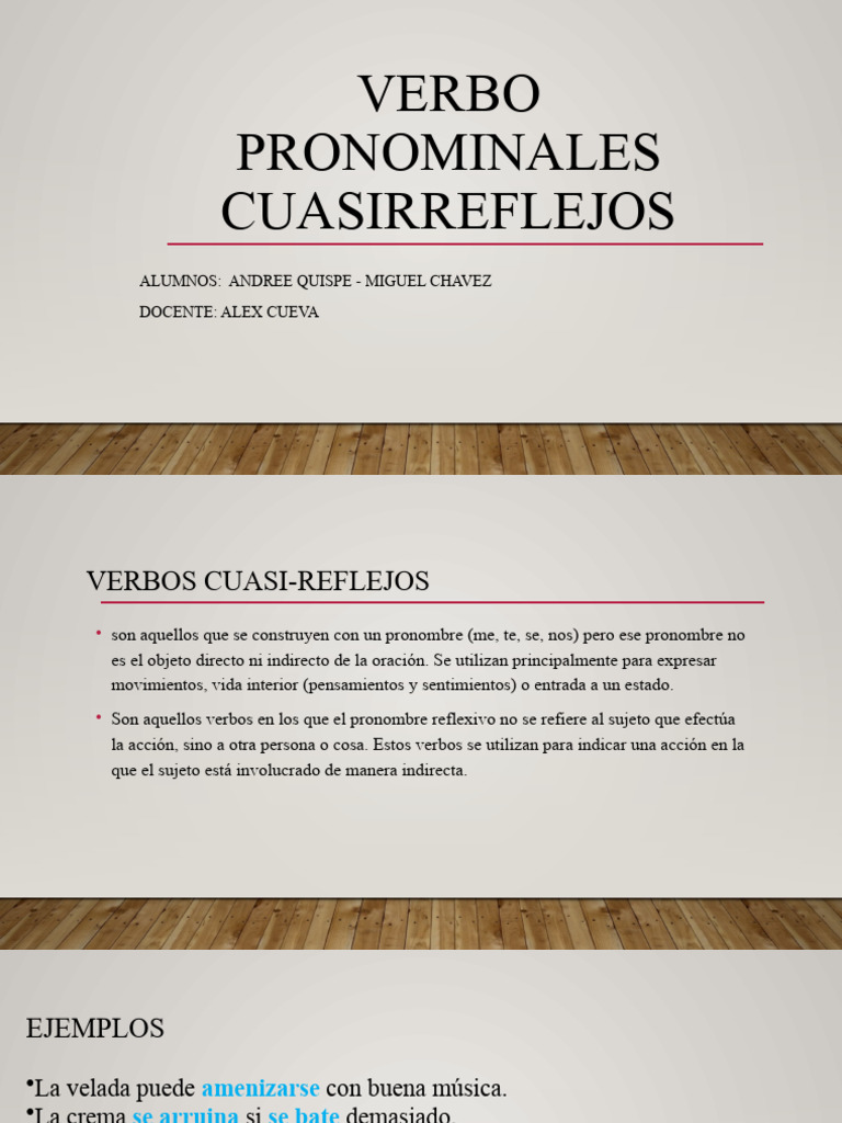 Ejemplos de Verbos Cuasi Reflejos | PDF | Artes del Lenguaje y ...